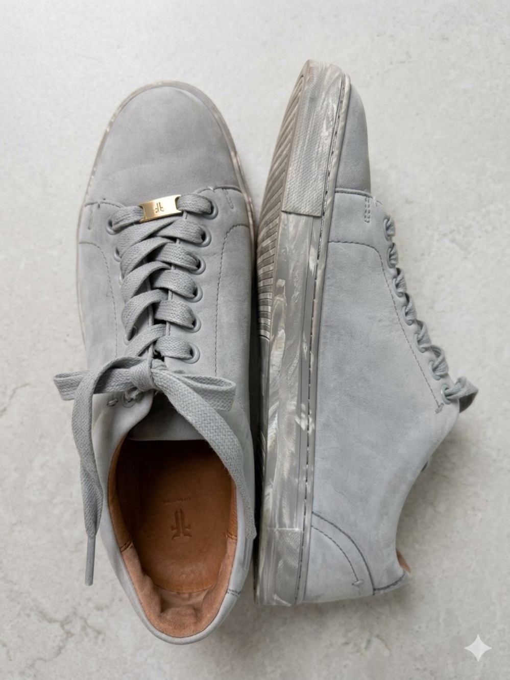 Frye Light Gray Suede Low Top Sneakers Size 9.5 Never Worn